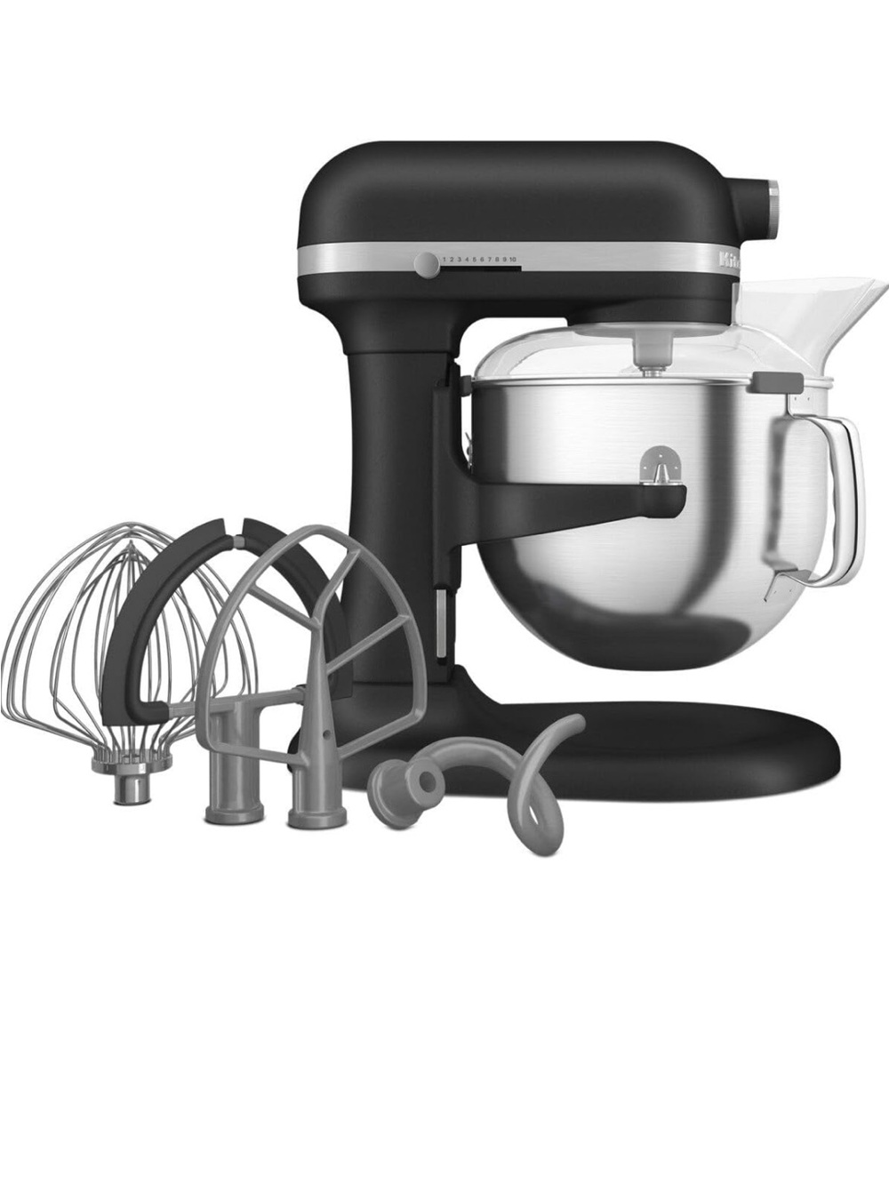KitchenAid Black Tilt-Head Stand Mixer with Bowl and Attachments 7QT